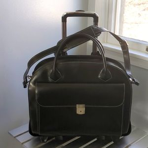 Detachable-Wheeled Women's Travel Case, Leather, Mid-Size, Black - Glen …